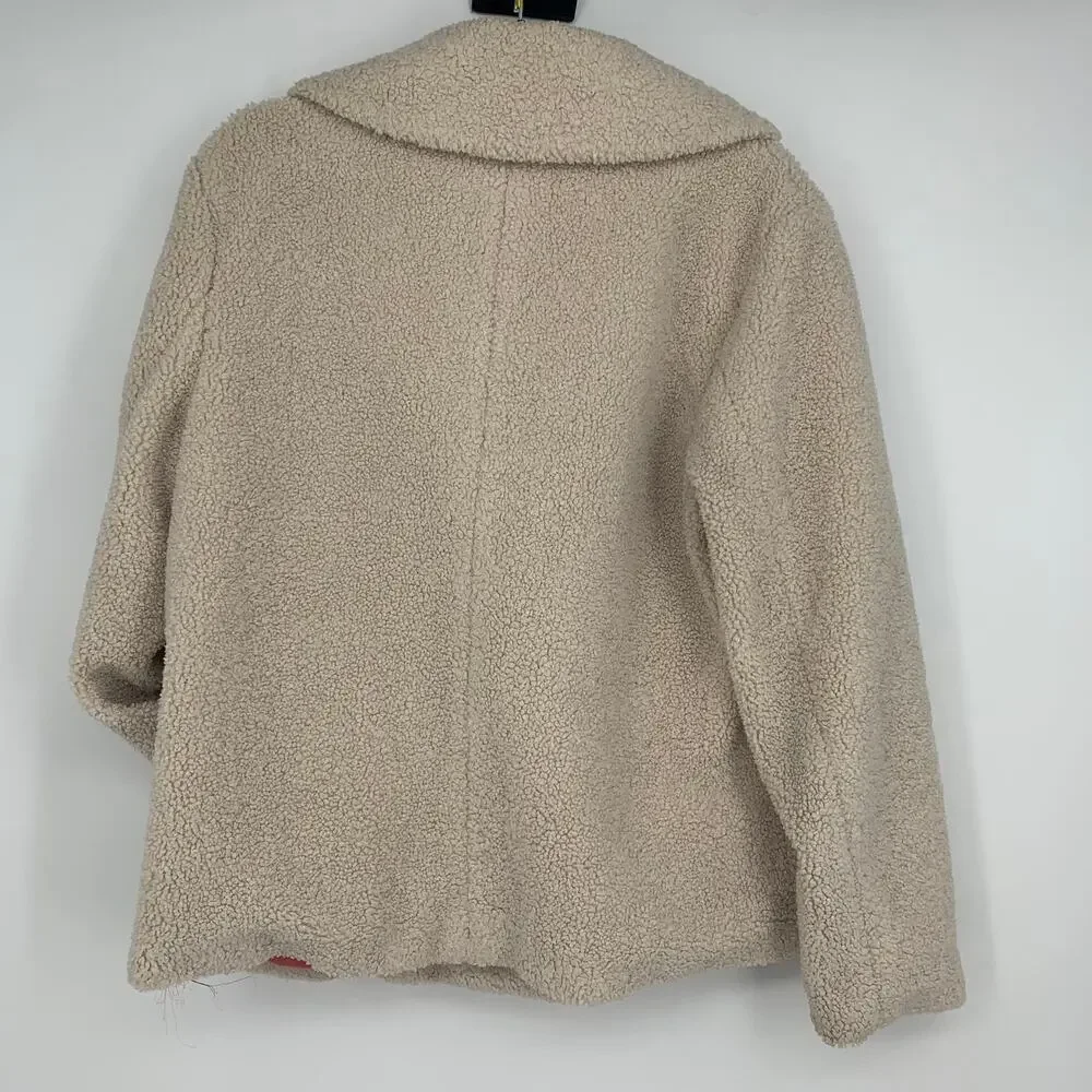 Sanctuary Women's Cream Sherpa Teddy Peacoat Overcoat Size Large - Picture 2 of 6